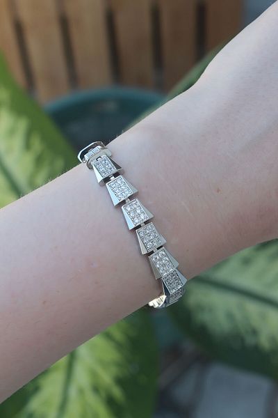 Skygo Vip Series Brass Zircon Stone Silver Color Geometric Bracelet