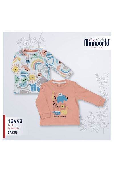 Miniworld Safari Friends Cute Animals Printed 2-Piece Sweat 100% Cotton