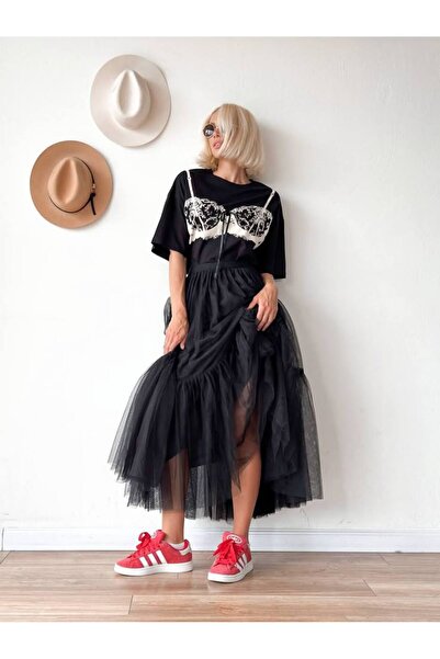 Patiska Nostalji Black Skirt Below Knee