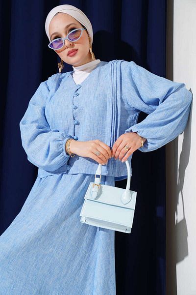 VOLT CLOTHİNG Women's Brit Buttoned Front Pleated Skirt Suit