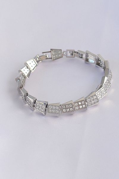 Skygo Vip Series Brass Zircon Stone Silver Color Geometric Bracelet