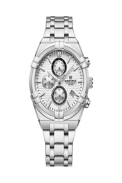 Naviforce Men's Business Innovative Bezel Chronograph Date Display Stainless Steel Watch - Sliver