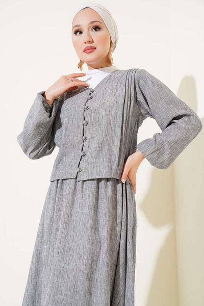 VOLT CLOTHİNG Women's Brit Buttoned Front Pleated Skirt Suit