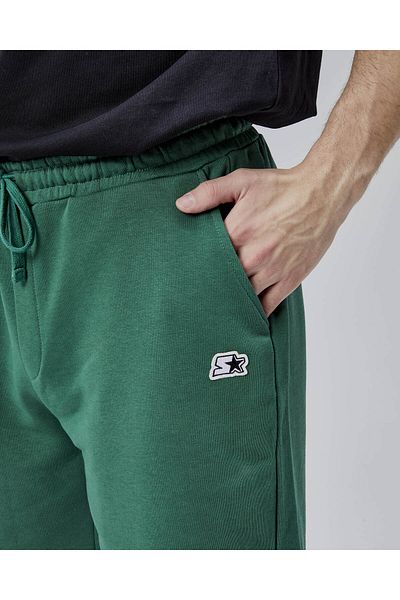 Starter Asher Green Slit Patch Comfortable Fit Men's Knitted Shorts