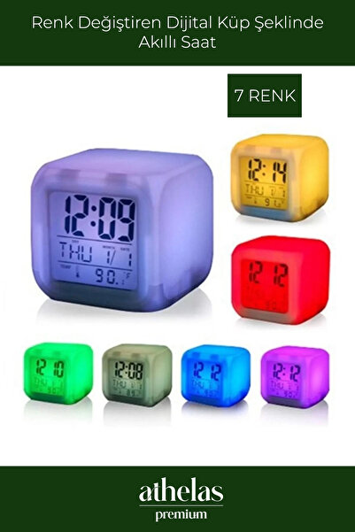 Genel Markalar 7 Farkı Renk Değiştirebilen Termometreli Takvimli Dekoratif Di...