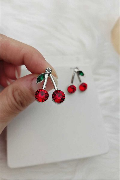 KYOLA DESİGN Cherry Silver Color Women's Earrings