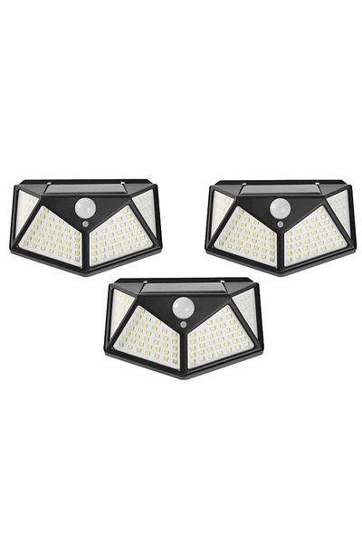 Generic Set 3 lampi cu incarcare solara APF®, senzor miscare, 3 trepte de iluminare, 100 LED