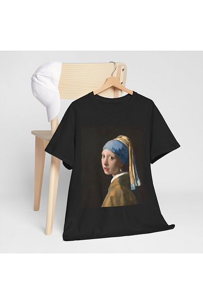 OEM Tricou personalizat Johannes Vermeer, Girl with a Pearl Earring, negru, marimea M