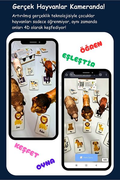 kalides 4D Matching, Intelligence, Memory Cards - Animals Set – Learn and Play with Augmented Reality (Ar)!