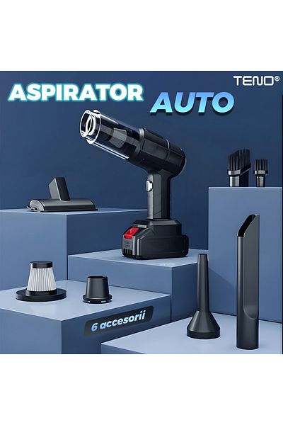 Teno Aspirator de Mana Auto Teno®, 6 in 1, aspirare, suflare, filtru HEPA, 35000PA, 120W, negru
