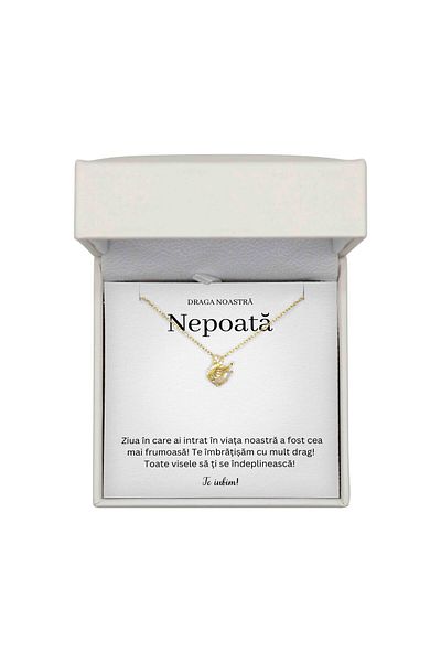 The Jewel Heart Pentru Nepoata Mea – Colier În Formă de Lebădă, Argint Placat cu Aur 14K