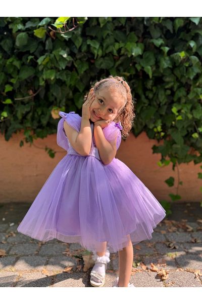 Minizade Baby Girl Girl's Tulle Bow Lined Special Day Birthday Party Wedding Princess Evening Dress