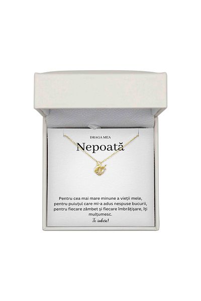The Jewel Heart Colier Cadou pentru Nepoată – Model Lebădă, Ambalat Elegant In Cutie Premium