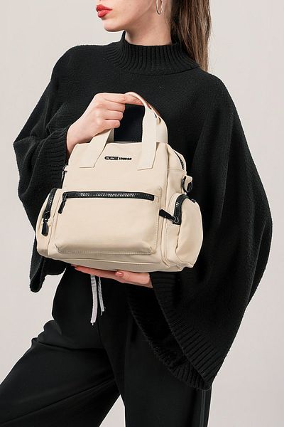 Getcho Nepayen Beige Women's Handbag Multi-Eye Zipper Lightweight Long Strap Bag for Daily Use