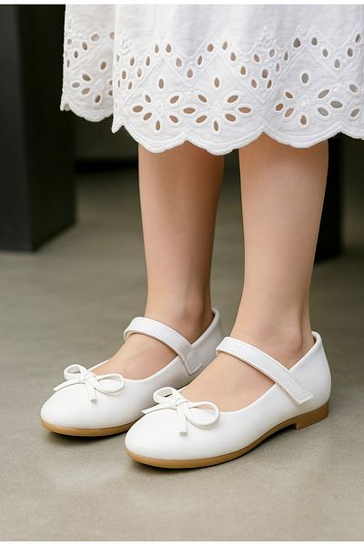JOJO KIDS Girl's Velcro Orthopedic Ballerina Shoes, Daily Ballerina Shoes, Non-Slip Sole, Evening Ballerina Shoes