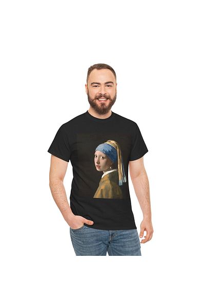 OEM Tricou personalizat Johannes Vermeer, Girl with a Pearl Earring, negru, marimea M