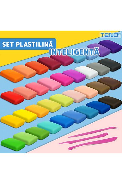 Teno Set Plastilina Inteligenta Teno®, 12 pliculete, culori variate, multicolor