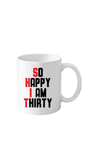 OEM Funny ceramic mug 30th Anniversary, white, 330 ml, model 3