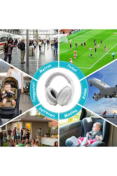 WePro Store Chrániče sluchu 2 v 1 pro miminka 3-48 měsíců, elastický čelenka, ochrana sluchu, potlačení hluku 25 dB, bílé