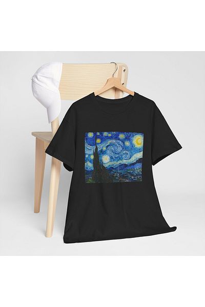 OEM Tricou personalizat Vincent Van Gogh, The Starry Night, negru, marimea M