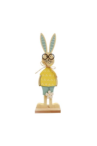 Generic A wooden rabbit-shaped masterpiece that adds to the decor of your home, room or office. Dimensions: (length 12 cm * width 12 cm * height 37 cm)