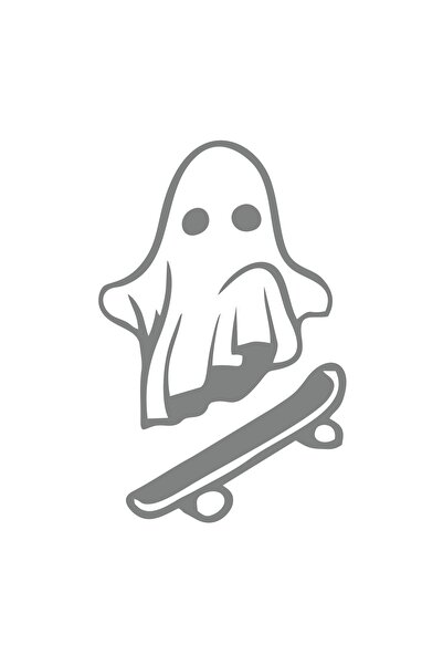 Reysa Tasarım ملصق شبح التزلج مقاس 17 × 17 سم باللون الرمادي