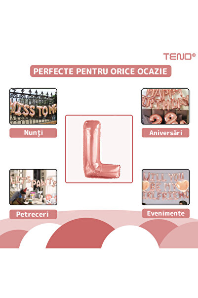 Teno Gold Rose Letter L Foil Balloon