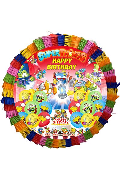 OEM Party pinata, 35 cm, multicolor, SuperZings model + 5/6 years old Birthday T-shirt