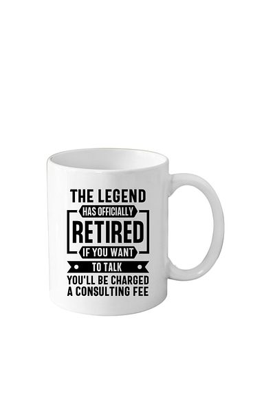 OEM Cana din ceramica cu mesaj amuzant pentru pensionare The Legend has retired, alba, 330 ml