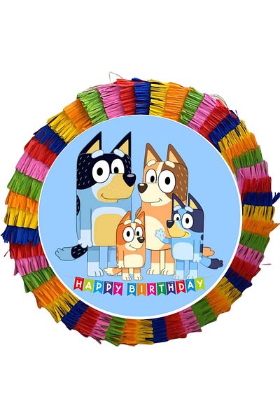 OEM Party pinata, 35 cm, multicolor, Bluey 3 model + 3/4 year old Birthday T-shirt