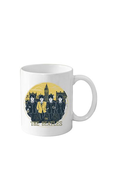 OEM Cana din ceramica haioasa, 330 ml, alba, pentru pasionatii de muzica, The Beatles