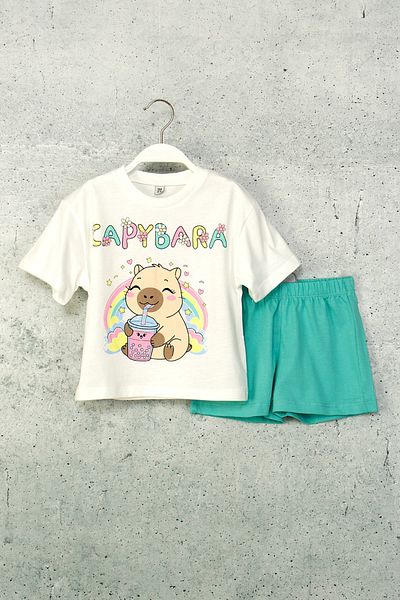 DMB BOYS & GIRLS Printed Short Sleeve Shorts 2-Piece Girl's Set