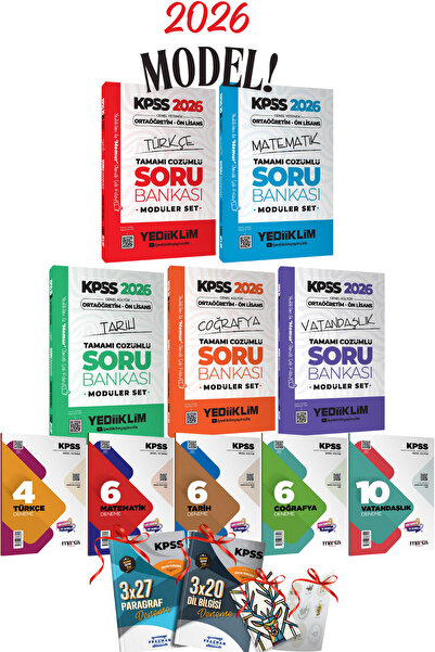 Yediiklim Yayınları 2026 Önlisans - Ortaöğretim KPSS Yediiklim 5li Soru Bankası Seti + 5 Branş Deneme Seti HEDİYELİ Set