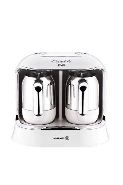 KORKMAZ Kahvekolik Twin Kahve Makinesi Vanilya Krom