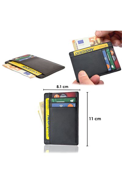 zeevos Card Holder Wallet, Ultra Slim, Compartment For Banknotes And Cards, Leather, Rfid Protection
