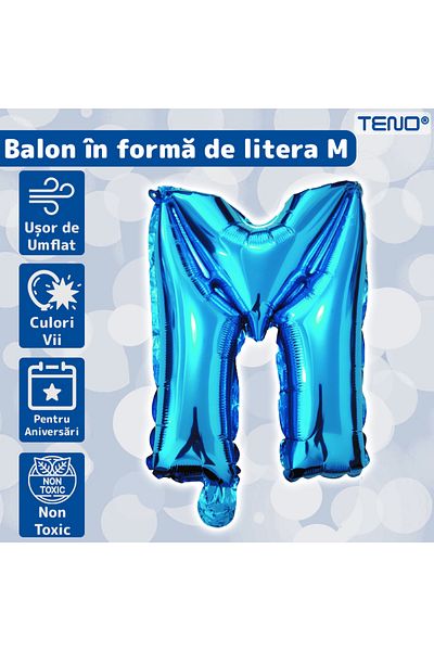 Teno Teno® Letter M Balloon, foil, blue, 40 cm