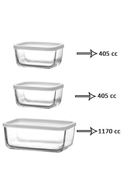LAV Feyzade Cube Storage Cup Set (1 Pcs 1170Cc- 2 Pcs 405Cc)