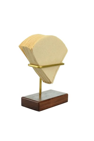 Generic Brass and Wood Coffee Filter Holder - Dark Brown