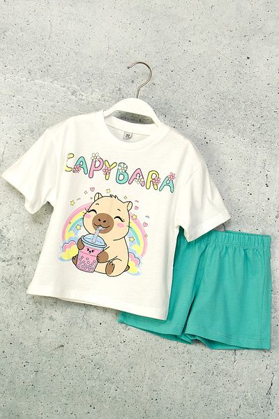 DMB BOYS & GIRLS Printed Short Sleeve Shorts 2-Piece Girl's Set