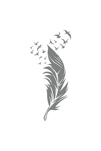 Reysa Tasarım ملصق طيور طائرة من الريش مقاس 17x17 سم رمادي