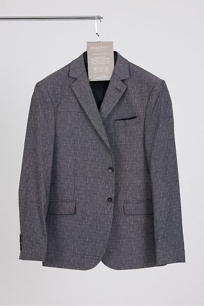 Frappoli Ανδρικό μαύρο-γκρι βαμβακερό μπουφάν Restore Slim Fit Sports Blazer (Plus Size - Oversize)