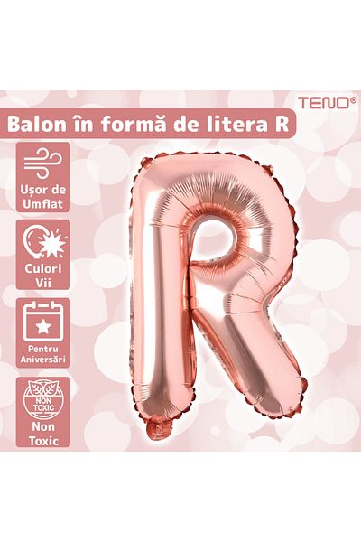 Teno Balloon in the shape of the letter R Teno®, foil, rose gold, 40 cm