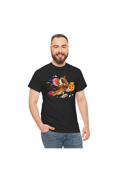 OEM Tricou personalizat barbati, negru, tematica Tom si Jerry (desene animate vintage), marimea S
