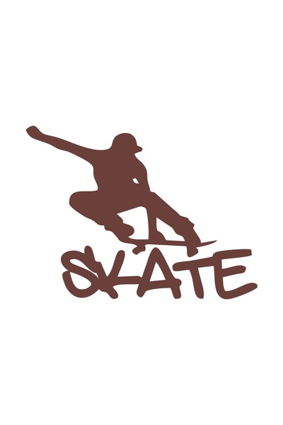 Reysa Tasarım Skateboarder Sticker 17X17 cm Brown