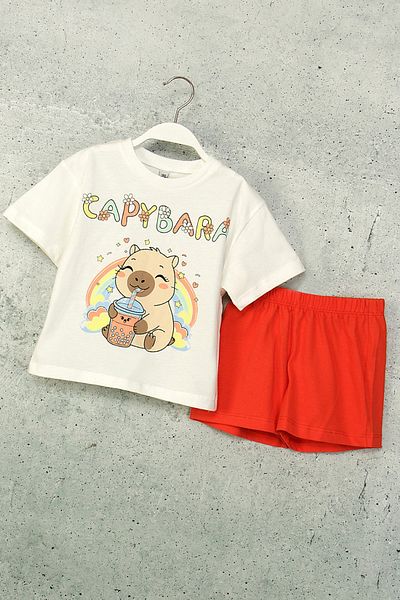 DMB BOYS & GIRLS Printed Short Sleeve Shorts 2-Piece Girl's Set
