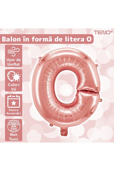 Teno Balloon in the shape of the letter O Teno®, foil, rose gold, 40 cm