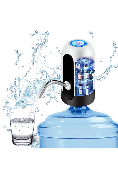 Teno Teno® Electric Water Dispenser, 1200 mAH battery bottle pump, black/white