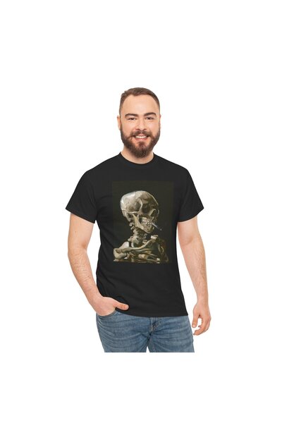 OEM Tricou personalizat Vincent van Gogh, Scheletul cu Tigara, negru, marimea M