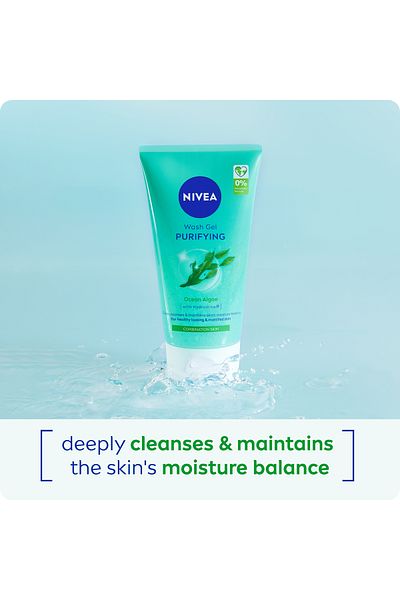 NIVEA Purifying Cleansing Face Wash for Combination Skin with Ocean Algae, 150ml, Pack of 2