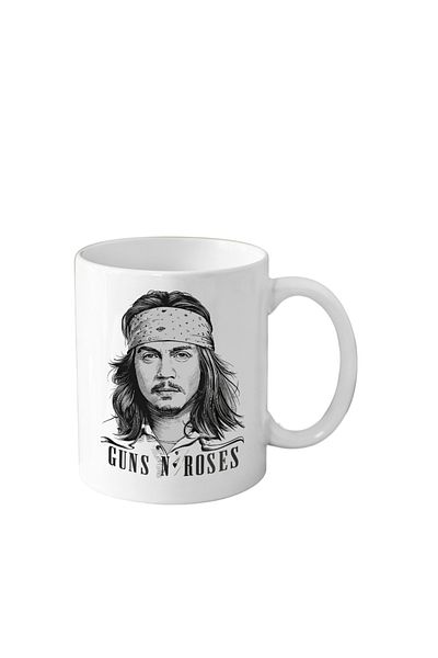 OEM Cana din ceramica haioasa, 330 ml, alba, pentru pasionatii de muzica, Guns N' Roses